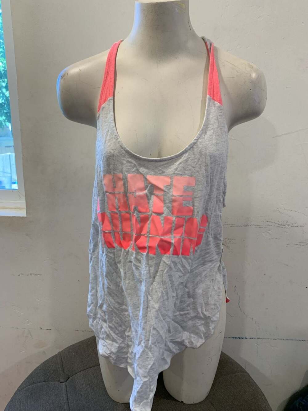 Y2K Pink Victoria's Secret Tank Top Gray Pink Heathered Cotton Racerback